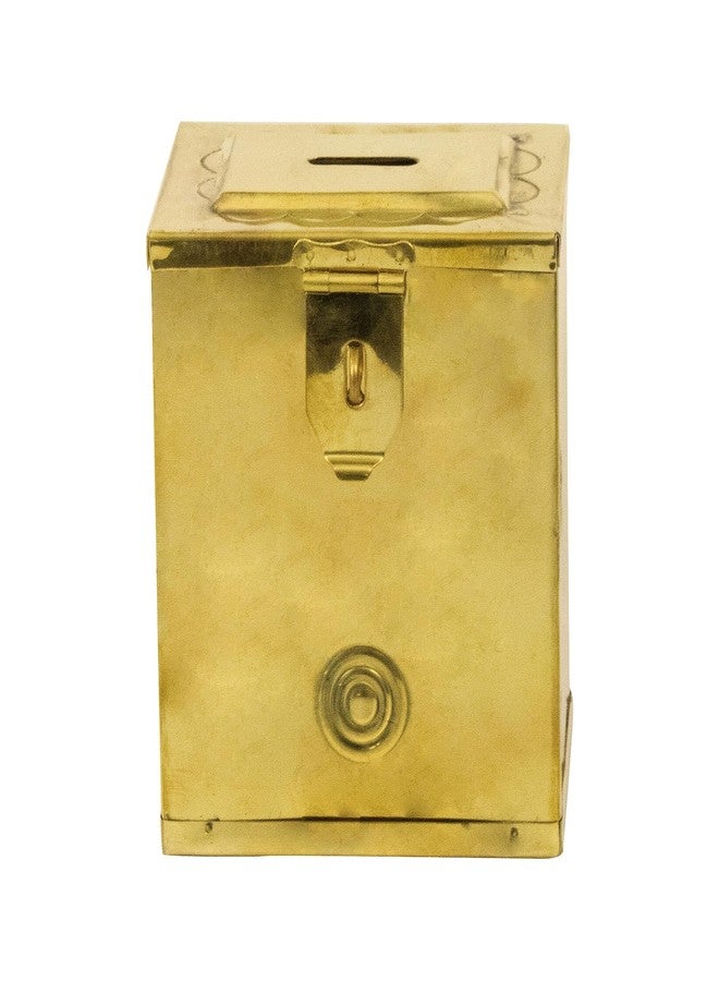 Spillbox Traditional Brass Piggy Bank Money Box for Temple, Mandir|Brass Hundial|Cash Container|Money Pot|Coin Collector Box|Currency Vault|dakshina hundi | Penny Saver - Brass Hundi Small - Image 1